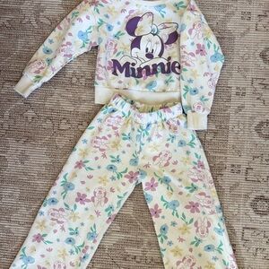 Disney Minnie Mouse Kids sweats Set - Cream with Multicolor Design